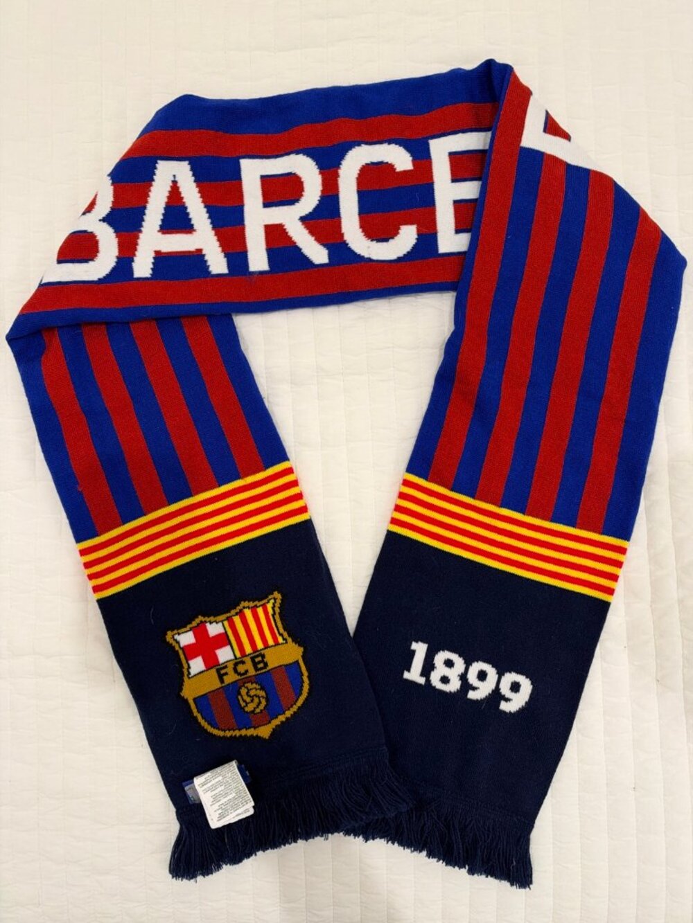FC Barcelona Official Knit Scarf Blaugrana Stripes FCB Crest Barca 1899 Unisex